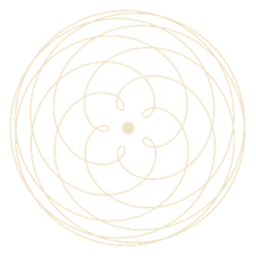 Kene World mark: a Rose of Venus mandala drawn in kené lines